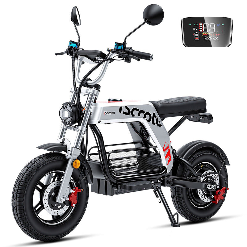iScooter DX5Pro Electric Scooter with Seat & Large Basket - Moped Style