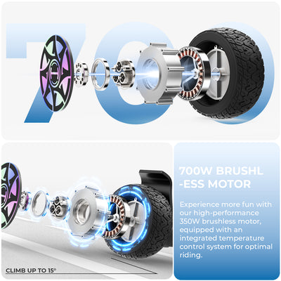 H8 8.5" Off Road Hoverboard with Bluetooth Music and LED Lights - Self Balancing System