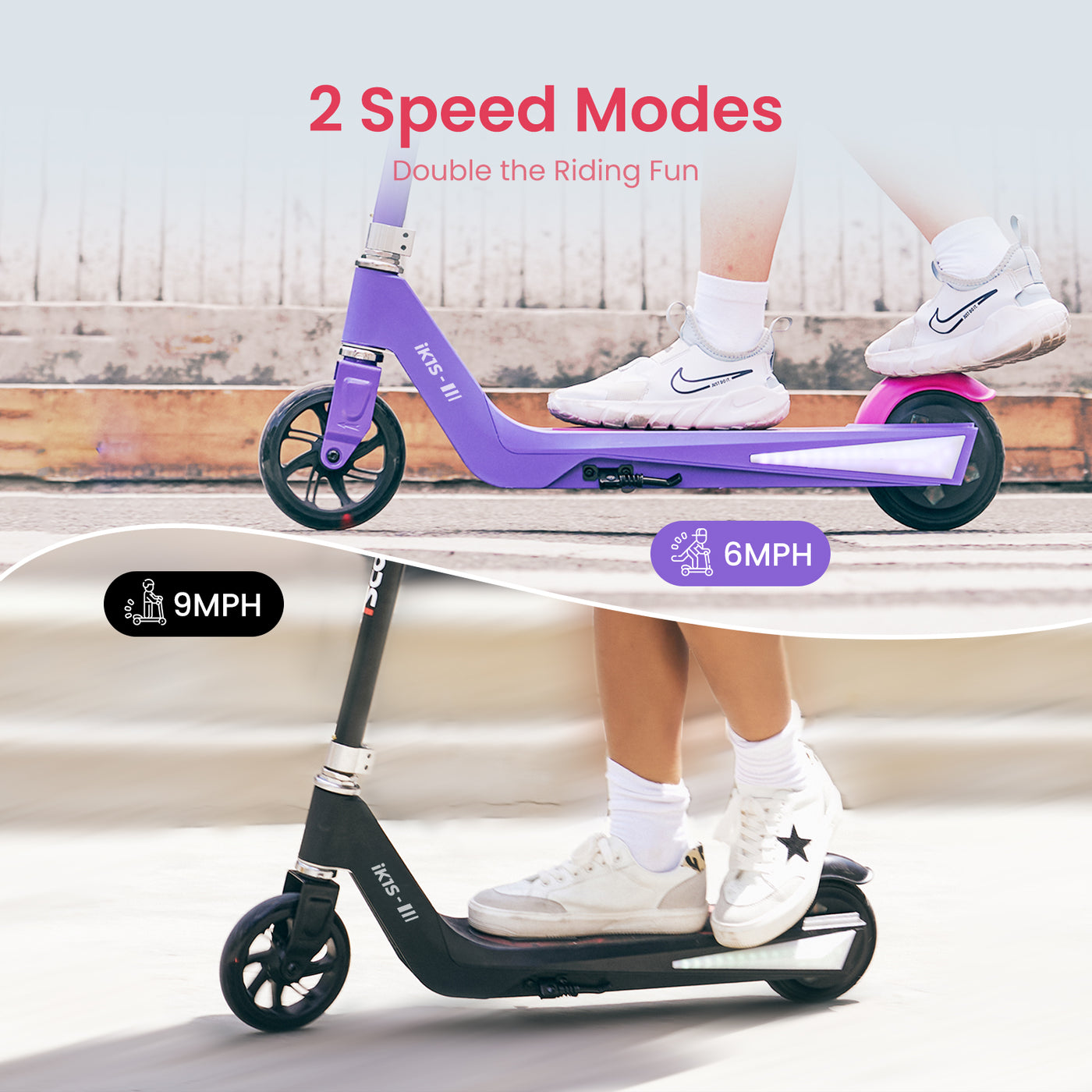 ISCOOTER IK1S Kids Electric Scooter con colorate ruote lampeggianti