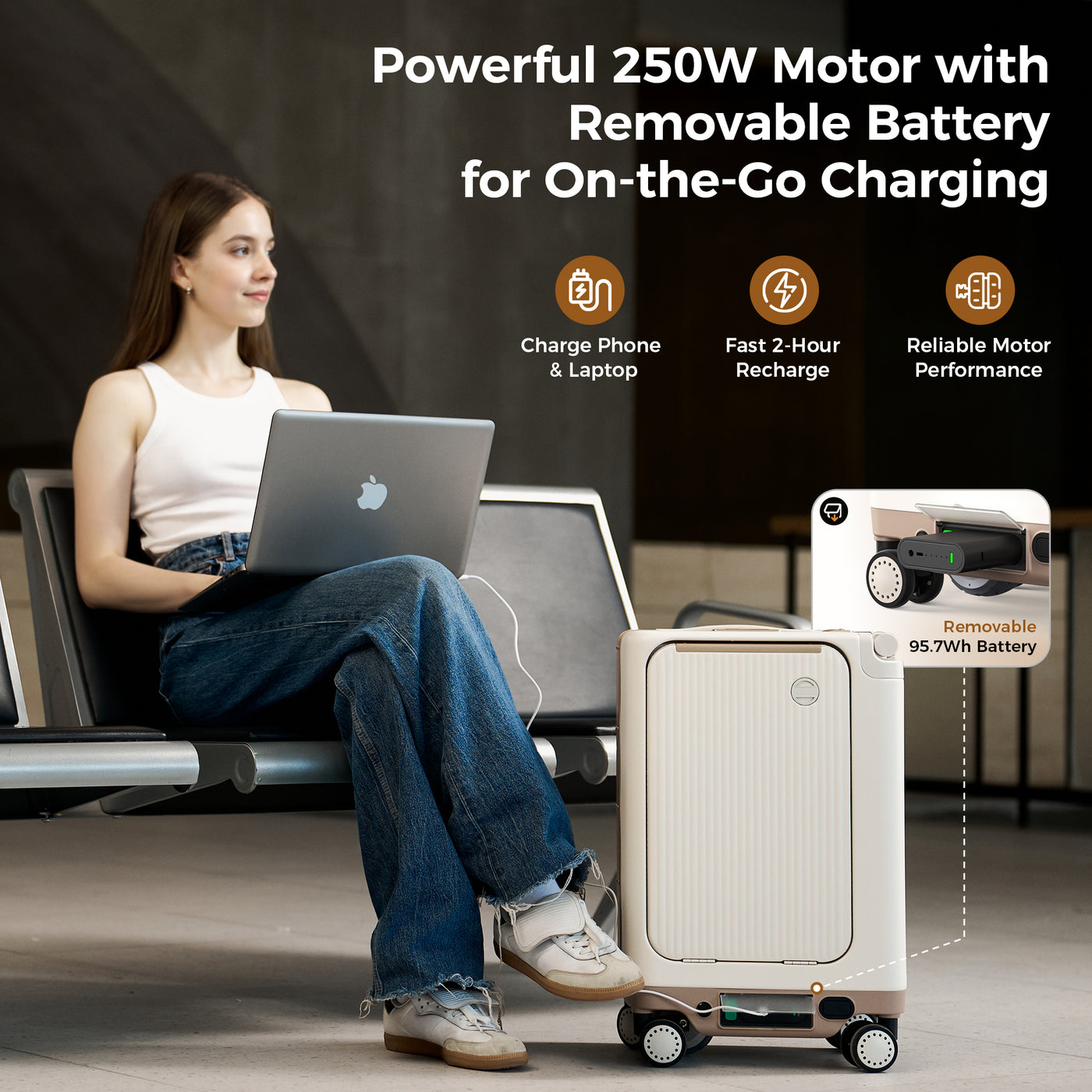 iScooter 20''250W Electric Riding Luggage 95.7Wh Flight-Compliant Battery