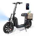 iScooter F7 Seated Electric Scooter - 16" Fat Tires, Detachable Cargo Basket