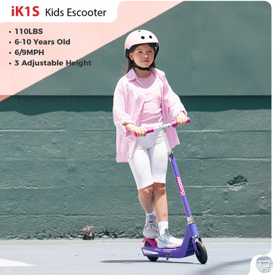 ISCOOTER IK1S Kids Electric Scooter con colorate ruote lampeggianti