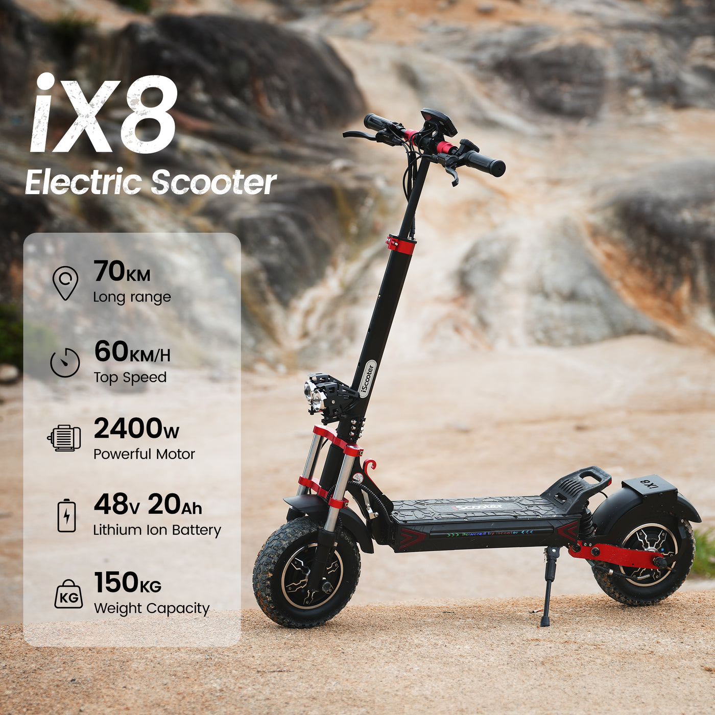 iScooter iX6 1200W Off Road Electric Scooter With NFC Key