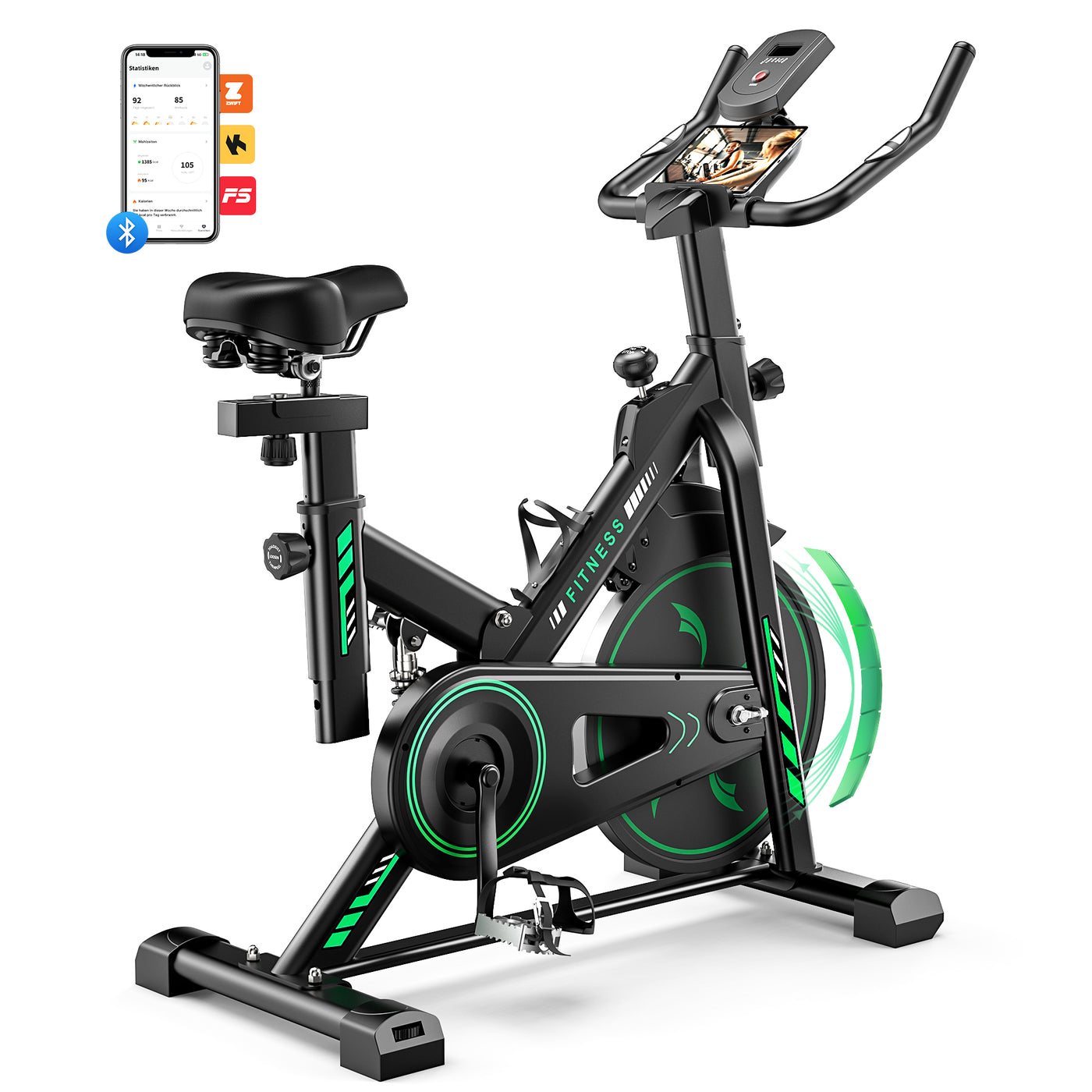Heimtrainer QK118 mit APP und Bluetooth, Heimtrainer mit einstellbarem Magnetwiderstand